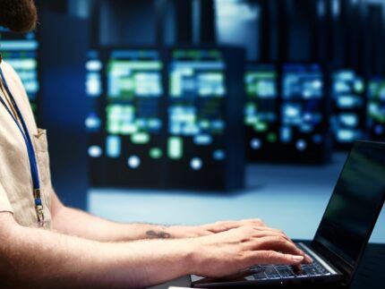 Supervisor doing server diagnostic test